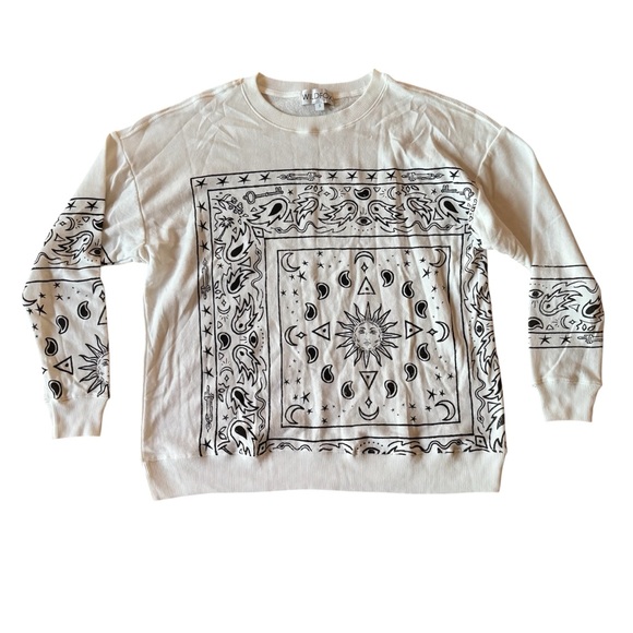 Wildfox Voodoo bandana Roadtrip Sweatshirt Small Oversized Black White - Picture 2 of 7